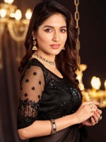 Black Shimmer Georgette Saree